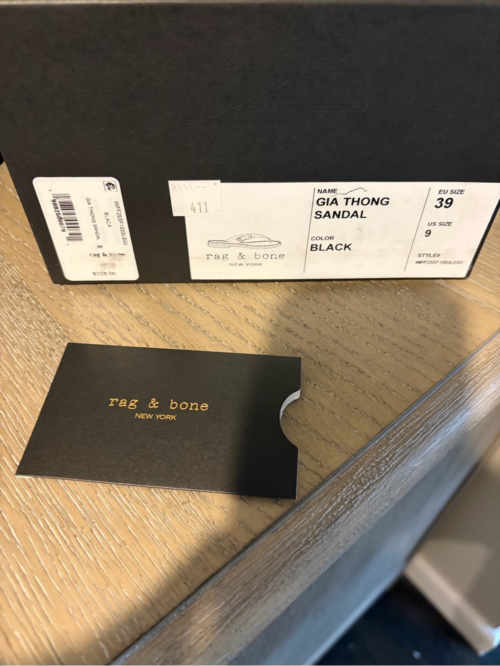rag & bone Black Leather Gia thong Sandals 39/9 - Picture 7 of 7